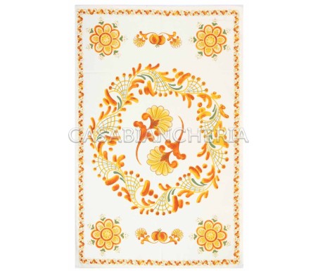 Casa Biancheria | Strofinaccio stampa romagnola Melograno Arancio, strofinacci da cucina romagnoli