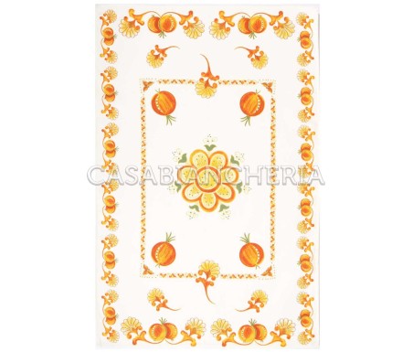 Casa Biancheria | Strofinaccio stampa romagnola Melograno Arancio, strofinacci da cucina romagnoli