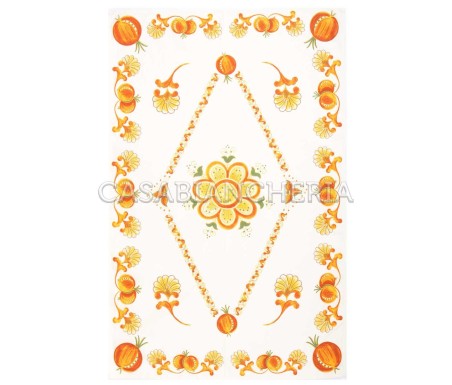 Casa Biancheria | Strofinaccio stampa romagnola Melograno Arancio, strofinacci da cucina romagnoli