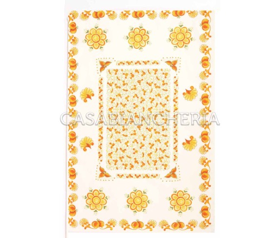 Casa Biancheria | Strofinaccio stampa romagnola Melograno Arancio, strofinacci da cucina romagnoli