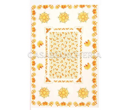 Casa Biancheria | Strofinaccio stampa romagnola Melograno Arancio, strofinacci da cucina romagnoli