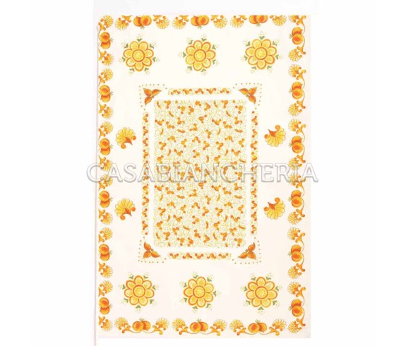Casa Biancheria | Strofinaccio stampa romagnola Melograno Arancio, strofinacci da cucina romagnoli