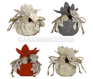 Casa Biancheria | Palla Natalizia decorativa in feltro set da 4 pezzi addobbi natalizi in feltro