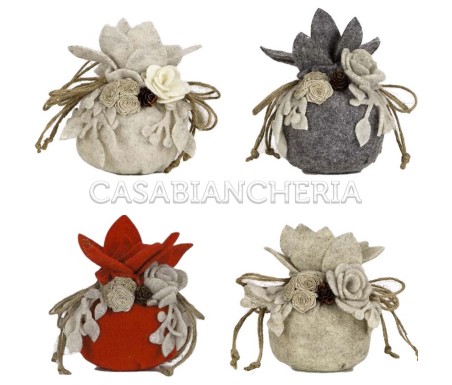 Casa Biancheria | Palla Natalizia decorativa in feltro set da 4 pezzi addobbi natalizi in feltro