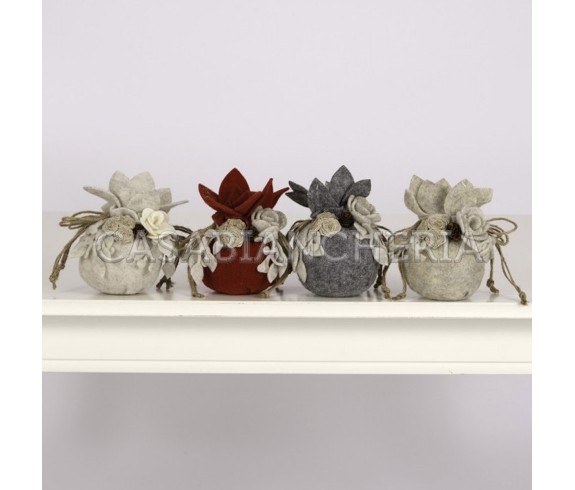 Casa Biancheria | Palla Natalizia decorativa in feltro set da 4 pezzi addobbi natalizi in feltro