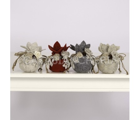 Casa Biancheria | Palla Natalizia decorativa in feltro set da 4 pezzi addobbi natalizi in feltro