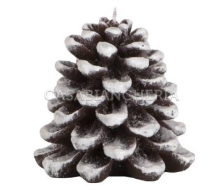 Casa Biancheria | Candela natalizia Pigna Innevata 7 cm candele decorative