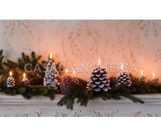 Casa Biancheria | Candela natalizia Pigna Innevata 7 cm candele decorative 2