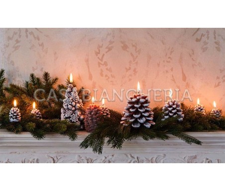 Casa Biancheria | Candela natalizia Pigna Innevata 7 cm candele decorative