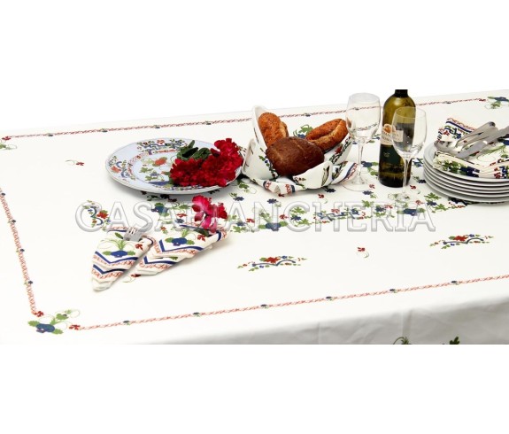 Casa Biancheria | Tovaglia stampa romagnola Garofano rettangolare tovaglie romagnole di cotone