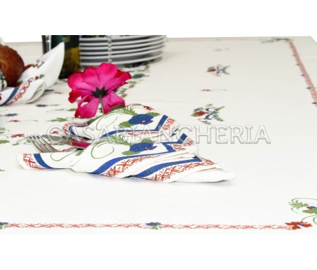Casa Biancheria | Tovaglia stampa romagnola Garofano rettangolare tovaglie romagnole di cotone