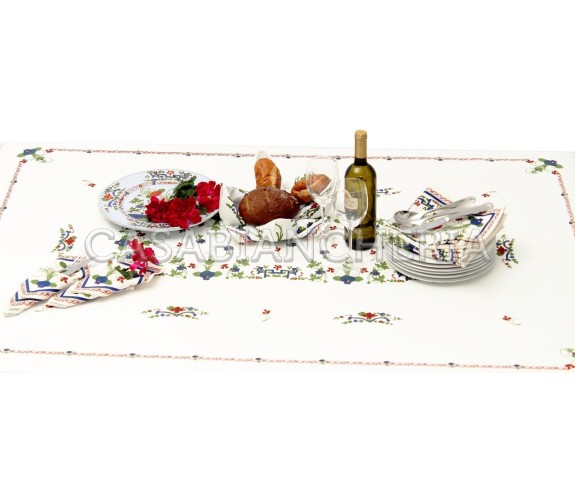 Casa Biancheria | Tovaglia stampa romagnola Garofano rettangolare tovaglie romagnole di cotone