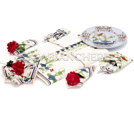 Casa Biancheria | Tovaglia stampa romagnola Garofano rettangolare tovaglie romagnole di cotone