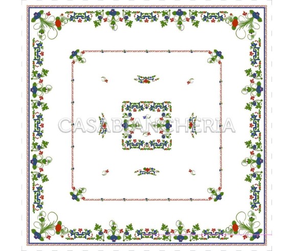 Casa Biancheria | Tovaglia stampa romagnola Garofano rettangolare tovaglie romagnole di cotone