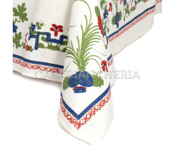 Casa Biancheria | Tovaglia stampa romagnola Garofano rettangolare tovaglie romagnole di cotone
