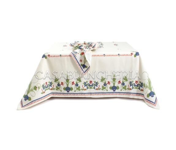Casa Biancheria | Tovaglia stampa romagnola Garofano rettangolare tovaglie romagnole di cotone