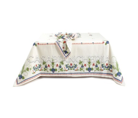 Casa Biancheria | Tovaglia stampa romagnola Garofano rettangolare tovaglie romagnole di cotone