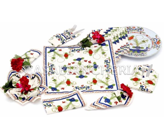 Casa Biancheria | Tovaglia stampa romagnola Garofano rettangolare tovaglie romagnole di cotone