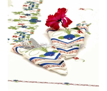 Casa Biancheria | Tovaglia stampa romagnola Garofano rettangolare tovaglie romagnole di cotone