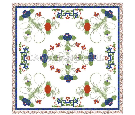 Casa Biancheria | Tovaglia stampa romagnola Garofano rettangolare tovaglie romagnole di cotone