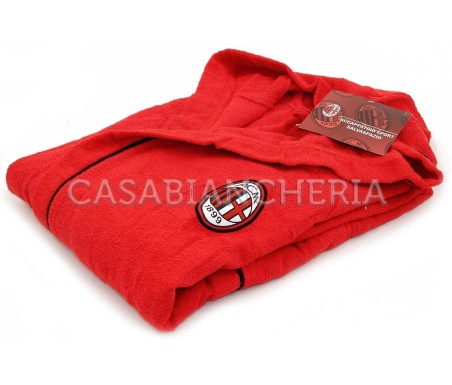 Casa Biancheria | Accappatoio con cappuccio Milan originale Figc accappatoio di spugna