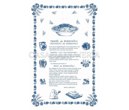 Casa Biancheria | Strofinaccio stampa romagnola Ricette Tagliatelle 60x90 cm strofinacci romagnoli