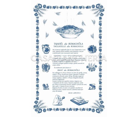 Casa Biancheria | Strofinaccio stampa romagnola Ricette Tagliatelle 60x90 cm strofinacci romagnoli