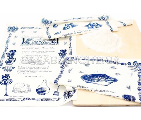 Casa Biancheria | Strofinaccio stampa romagnola Ricette Tagliatelle 60x90 cm strofinacci romagnoli