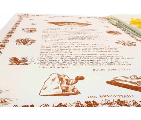 Casa Biancheria | Strofinaccio stampa romagnola Ricette Tagliatelle 60x90 cm strofinacci romagnoli