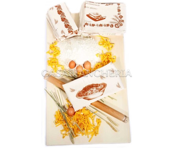 Casa Biancheria | Strofinaccio stampa romagnola Ricette Tagliatelle 60x90 cm strofinacci romagnoli