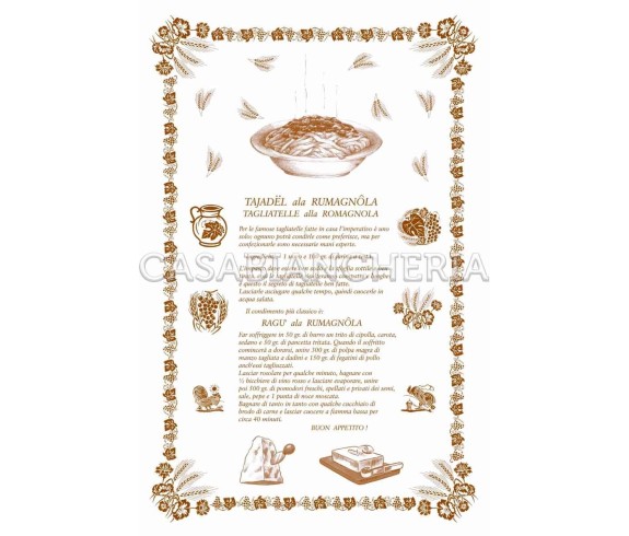 Casa Biancheria | Strofinaccio stampa romagnola Ricette Tagliatelle 60x90 cm strofinacci romagnoli