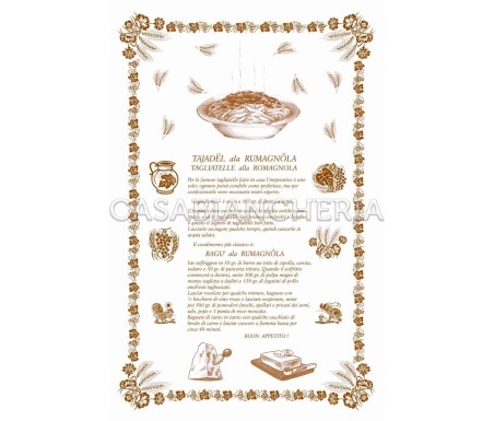 Casa Biancheria | Strofinaccio stampa romagnola Ricette Tagliatelle 60x90 cm strofinacci romagnoli