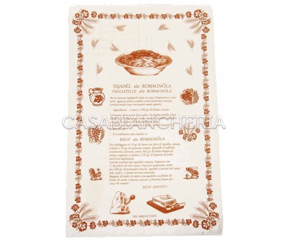 Casa Biancheria | Strofinaccio stampa romagnola Ricette Tagliatelle 60x90 cm strofinacci romagnoli