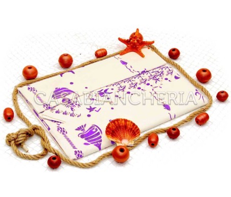 Casa Biancheria | Tovaglia stampe artistiche romagnole Conchiglie con o senza tovaglioli tovaglie di cotone