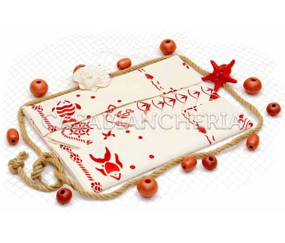 Casa Biancheria | Tovaglia stampe artistiche romagnole Conchiglie con o senza tovaglioli tovaglie di cotone