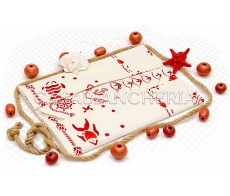 Casa Biancheria | Tovaglia stampe artistiche romagnole Conchiglie con o senza tovaglioli tovaglie di cotone