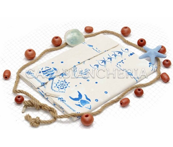 Casa Biancheria | Tovaglia stampe artistiche romagnole Conchiglie con o senza tovaglioli tovaglie di cotone