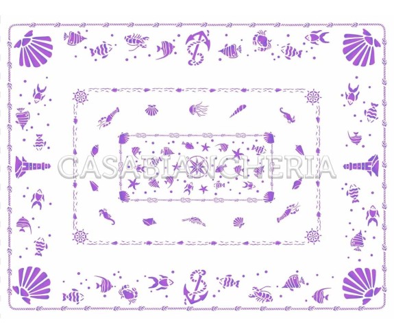 Casa Biancheria | Tovaglia stampe artistiche romagnole Conchiglie con o senza tovaglioli tovaglie di cotone