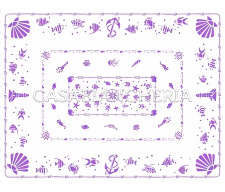 Casa Biancheria | Tovaglia stampe artistiche romagnole Conchiglie con o senza tovaglioli tovaglie di cotone