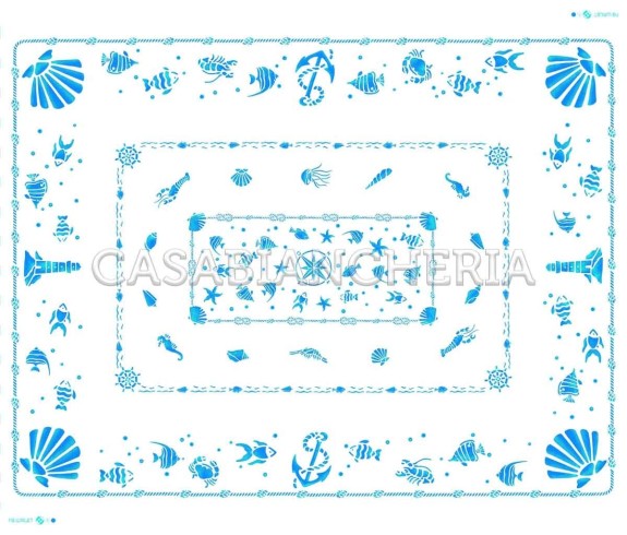Casa Biancheria | Tovaglia stampe artistiche romagnole Conchiglie con o senza tovaglioli tovaglie di cotone