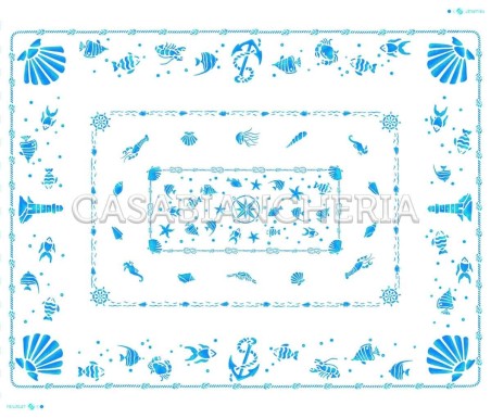 Casa Biancheria | Tovaglia stampe artistiche romagnole Conchiglie con o senza tovaglioli tovaglie di cotone