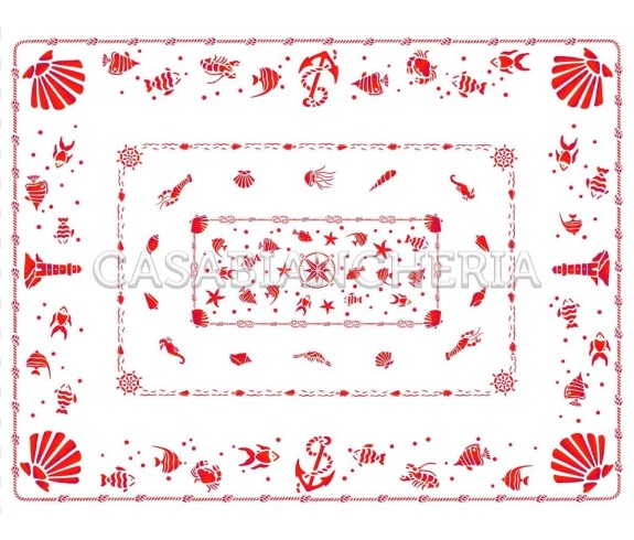 Casa Biancheria | Tovaglia stampe artistiche romagnole Conchiglie con o senza tovaglioli tovaglie di cotone