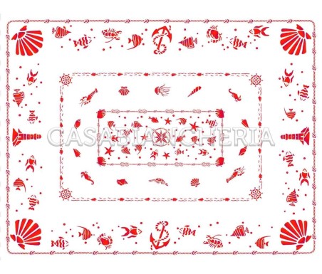 Casa Biancheria | Tovaglia stampe artistiche romagnole Conchiglie con o senza tovaglioli tovaglie di cotone