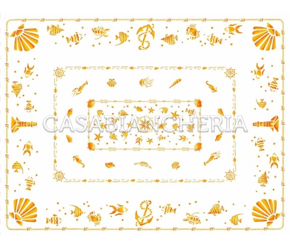 Casa Biancheria | Tovaglia stampe artistiche romagnole Conchiglie con o senza tovaglioli tovaglie di cotone
