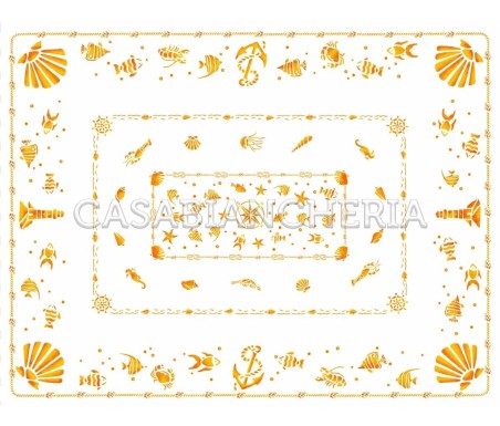Casa Biancheria | Tovaglia stampe artistiche romagnole Conchiglie con o senza tovaglioli tovaglie di cotone