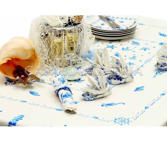 Casa Biancheria | Tovaglia stampe artistiche romagnole Conchiglie con o senza tovaglioli tovaglie di cotone
