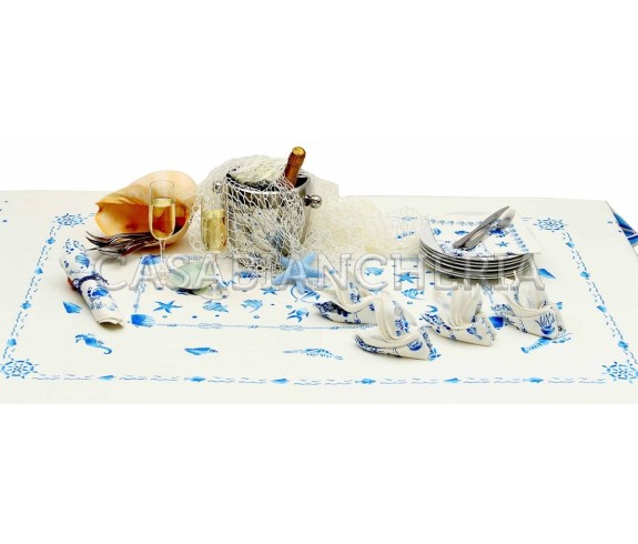 Casa Biancheria | Tovaglia stampe artistiche romagnole Conchiglie con o senza tovaglioli tovaglie di cotone