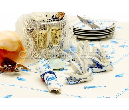 Casa Biancheria | Tovaglia stampe artistiche romagnole Conchiglie con o senza tovaglioli tovaglie di cotone