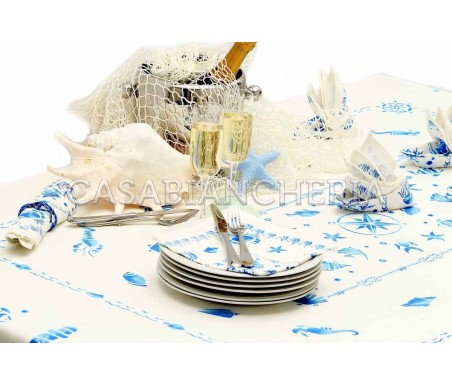 Casa Biancheria | Tovaglia stampe artistiche romagnole Conchiglie con o senza tovaglioli tovaglie di cotone
