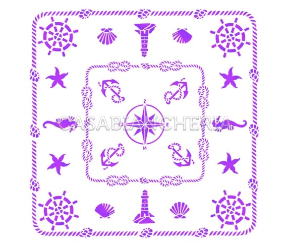 Casa Biancheria | Tovaglia stampe artistiche romagnole Conchiglie con o senza tovaglioli tovaglie di cotone